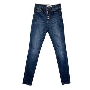 KanCan Jeans Womens 1/24 Blue‎ Denim Skinny Jeans Button Fly Medium Wash